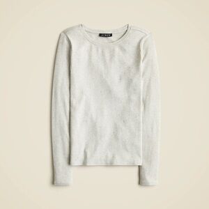 💍 J. Crew Perfect Rib Long-Sleeve Tshirt with Embellishments ~ Heather Silver